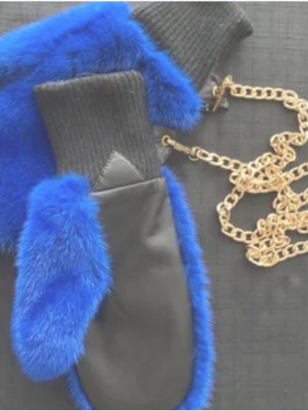 Electric Blue Mink Mitts